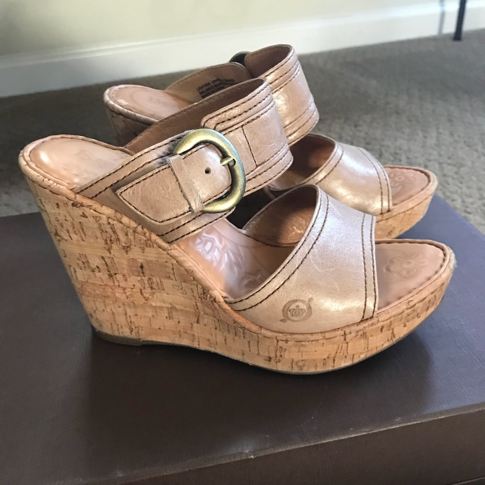 Born cork Tan 'Zee' wedges